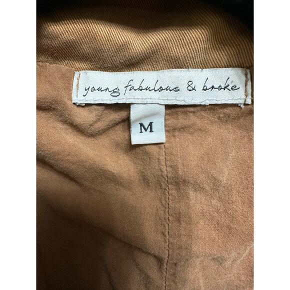 Young Fabulous & Broke Tan Bomber Utility Jacket Size Medium - Picture 3 of 10